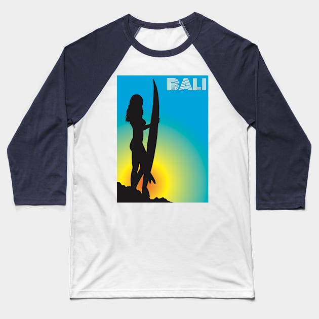 Bali Surfer Girl Baseball T-Shirt by victoriashel